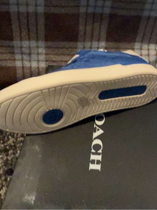 Coach Men's Blue Leather Low-Top Sneakers with White Trim - Picture 2 of 4